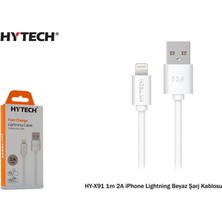 No35 Hytech HY-X91 1m 2A Iphone Lightning Beyaz Şarj Kablosu
