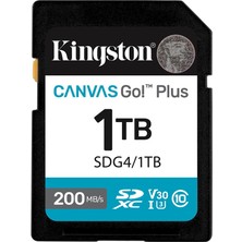Dukkanıum Kingston Sdg4-1tb 1tb Sdxc Canvas Go Plus Gen4 200MB-S C10 Uhs-I U3 V30 Hafıza Kartı