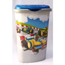 Feyza Design Mavi Yarış Arabası Desenli 50 Litre Kapaklı Çamaşır ve Oyuncak Sepeti