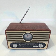 Dukkanıum Everton RT-566 Bluetooth-Usb-Sd-Fm Şarjlı Saatli Nostaljik Radyo