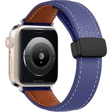 xirshop Apple Watch 38MM KR414 Daks Deri Kordon (Saat Değildir) - Lacivert