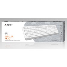 Negok A4 Tech FK10 Q USB Fsytyler Beyaz Tr Fn-Mmedya Klavye