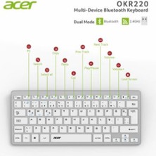 Tuba Toptaş Acer OKR220 Beyaz Multidevice Dual Mode 2.4ghz Bluetooth Klavye (Smart Tv)(Android)