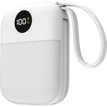 MK Beykoz S-Link MP110 10000MAH PD22.5W Type-C+Lightning Kablolu Beyaz Pil Şarj Cihazı Powerbank