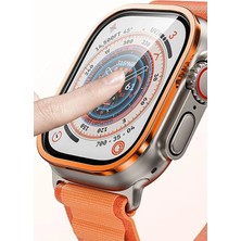 No35 Newface Apple Watch Ultra 49MM Alüminyum Kasa Cam Ekran Koruyucu - Turuncu
