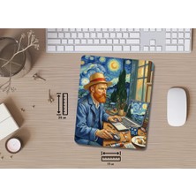 Ivart Çalışan Ressam Van Gogh-1 Desenli Bileklik Destekli Dikdörtgen Mouse Pad