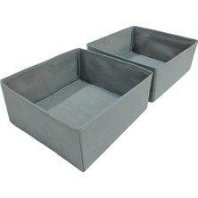 Room 2'li Gri Çekmece İçi Organizer Set - Çok Amaçlı Dolap İçi Kutu Seti 28 * 28 * 13CM