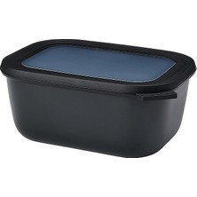 - Multi Bowl Cirqula Rectangular - Kapaklı Saklama Kabı - Buzdolabı Için Hava Geçirmez Saklama Kutusu, Mikrodalga Fırın Kabı ve Saklama Kabı Olarak Uygundur - 1500 ml - Nordic Black