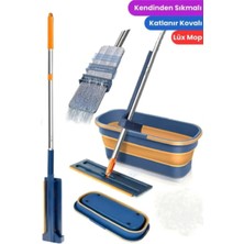 Feyza Design Pratik Katlanabilir Temizlik Mopu ve Tekerlekli Kova Seti