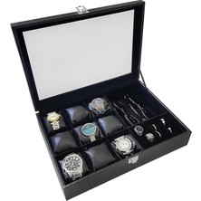 9 Lu Ahşap Deri Cam Saat Gözlük ve Mücevher Kutusu St9-24