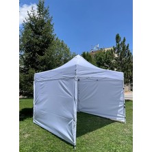 Gazebo Portatif Çardak Takım 3 Yan Kapamalı 1 Oda Kapasitesine Sahip Dayanıklı Beyaz