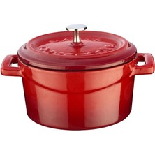 Metal Döküm Mini Tencere, 10 Cm, 0.35 L Hacim, Kırmızı