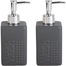 Feyza Design Modern 2'li Seramik Sıvı Sabunluk Seti, Koyu Gri, 7X7X17 cm