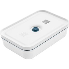 Fresh & Save Vakumlu Yemek Taşıma Kabı, L Düz, Plastik, Beyaz-Akdeniz Mavisi