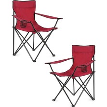 2 Li Katlanabilir Kamp Sandalyesi Piknik Sandalyesi Plaj Sandalyesi Kırmızı Taşıma Çantalı