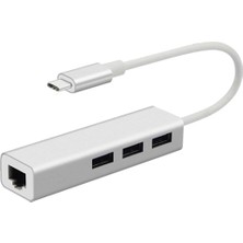 FC05 Type-C To 3 x 3.0 USB + RJ45 Lan Ethernet Çevirici MacBook Uyumlu