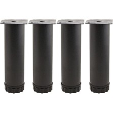 4 Adet Mobilya Kanepe Baza Koltuk Metal Destek Ayağı Ayarlanabilir 15 cm Siyah Metal Yükseltici Ayak