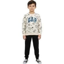 Baglan Erkek Çocuk Önü Baskılı Sweatshirt ve Eşofman Alt Takım BGL-ST05251