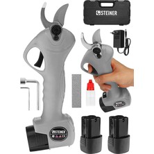 Alman 128 Vf 10 Ah Kömürsüz Motor Akülü Bağ Makası Dal Budama Kesme Makası Makinesi Çantalı Gri