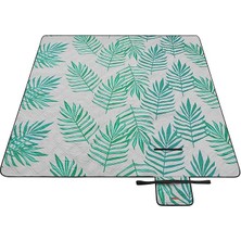 Piknik Örtüsü, 200 x 200 Cm, Büyük, Kamp Örtüsü, Park, Bahçe, Plaj Için, Su Geçirmez, Makinede Yıkanabilir, Katlanabilir, Gri Tropik Eğrelti Otlu GCM001G02