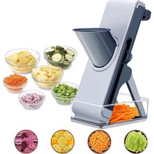 Home Profesyonel Basmalı Rende Doğrayıcı – 3 Bıçaklı Paslanmaz Çelik Kesme, Mandolin Doğrama ve Rendeleme Aleti – Sebze, Meyve, Peynir, Salata ve Pratik Mutfak Kullanımı Için Ergonomik Tasarım