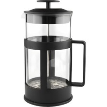 350 ml Cam French Press – Isıya Dayanıklı Cam, Paslanmaz Çelik Filtreli, Siyah Renkli Kahve ve Bitki Çayı Demliği