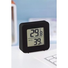 Sıcaklık Nem Ölçer LCD Ekranlı Oda Termometre Duvara Takılabilen Masaüstü Isı Göstergesi Siyah