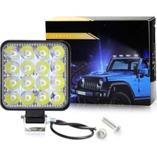 16 LED Kare Off Road Iş Makinası Çalışma Lambası Sis Farı