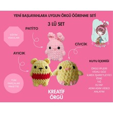 Kreatif Örgü 3 Lü Amigurumi Örgü Öğrenme Seti Tek Kutuda