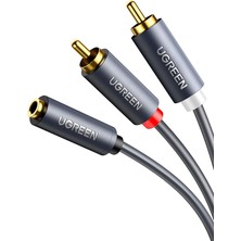 3.5 mm Jack Girişi Aux To 2 Rca Ses Aktarma Kablosu 1 Metre