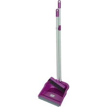Plastik Saplı Faraş Takımı (Süpürge ve Saplı Kürek) (Mor)