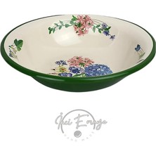 Emaye Kase, Çukur Tabak, Çorba Kase, Salata Kasesi, Bowl 32CM (Yeşil Yasemin)