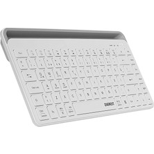 KB-BT66 Beyaz 2.4g+Bt1+Bt2 Üçü Bir Arada 3 In 1 2.4/bluetooth Çift Modlu Pc/mobil Bilgisayar Tablet Televizyon Uyumlu Q Kablosuz Klavye (Beyaz)