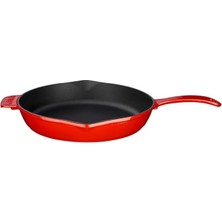 Metal Döküm Kızartma Tavası, 28 Cm, Kırmızı/siyah