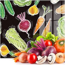 Cam Kesme Tahtası ve Sunum Tablası Sebze Desenli 20 x 30 cm