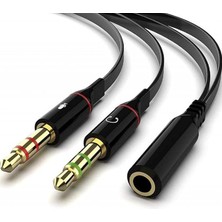 Plus PX-8005 Tek Girişli Kulaklığı Bilgisayara Bağlama, Kulaklık ve Mikrofon Ayırıcı, 1 Dişi 2 Ekek 3.5mm Jak Mikrofonlu Kulaklık Ayırıcı, Çevirici
