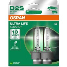 D2S Ultra Life Xenon Far Ampulü, 35W, 10 Yıl Garantili, 2'li Paket