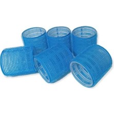 1214 Mega Boy Bigudi 6lı Cırtlı - Yapışkanlı Bigudi Mavi