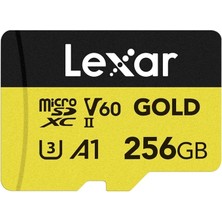 Gold 256GB Mikro Sd Kart, Microsdxc Uhs-Iı Bellek Kartı, V60, U3, A1, C10 Microsd Kart, 280MB/S'YE Kadar Okuma, Drone/aksiyon Kamerası/uhs-Iı Taşınabilir Oyun Cihazı Için (LMSGOLD256G-BNNNG)