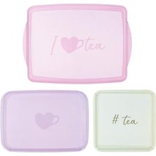 Melamin Tea Desenli 3lü Kaydırmaz Tepsi 25-36-43CM (Elvin Home Concept)