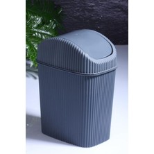 Kitchen Mini Pratik Kapaklı Banyo ve Mutfak Tezgah Üstü Çöp Kovası Ev Ofis Çöp Kutusu 2,5 Lt Antrasit 18 x 23