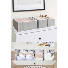 Kapısı 4 Lü Çekmece Düzenleyici Organizer Dekoratif Sepet Hurç (4 Lü Çekmece Çizgili)