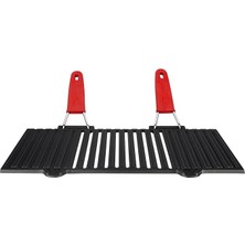 Metal Döküm Mangal Izgarası, Çift Silikon Kulplu, 40 x 25 x 0.7 cm