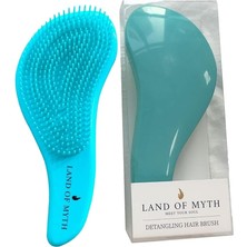 Of Myth - LOM1011 Curved Detangler, Yetişkin & Çocuklar Için Kavisli Dolaşık Saç Açma ve Düğüm Çözücü Tarak & Fırça, Islak, Kuru, Düz, Kıvırcık Saçlar Için (Mavi)