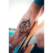 Gerçek Dövme Görünümlü 3 Boyutlu Saat Dövmesi, Tattoo, Erkek Geçici Dövme, Kol Dövmesi, Omuz Dövmesi