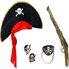 Epilons Korsan Şapkası + + Maske + 2 Adet Yüzük Kostüm Seti Çuk