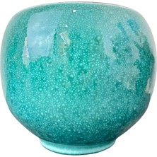 Tasarımı Ev Dekorasyon Turkuaz Artistik Çift Sırlı Iç ve Dış Mekan Kullanımlı Toprak Terrakota Saksı Saksılık Salon Çiçeklik