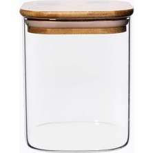 700ML Sızdırmaz Vakumlu Bambu Kapaklı Borosilikat Cam Kavanoz – Hava Geçirmez & Dayanıklı Gıda Saklama Kabı (10CM x 13CM)