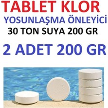Tablet Klor 200 gr 2 Adet Yosun Önleyici Havuz Temizleyici Havuz Tablet Kloru Su Dezenfektanı