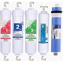 Aura Cebilon Plus Uyumlu 12 Inç Inline 5'li Membranlı Filtre Seti (Dirsek Hediyeli)